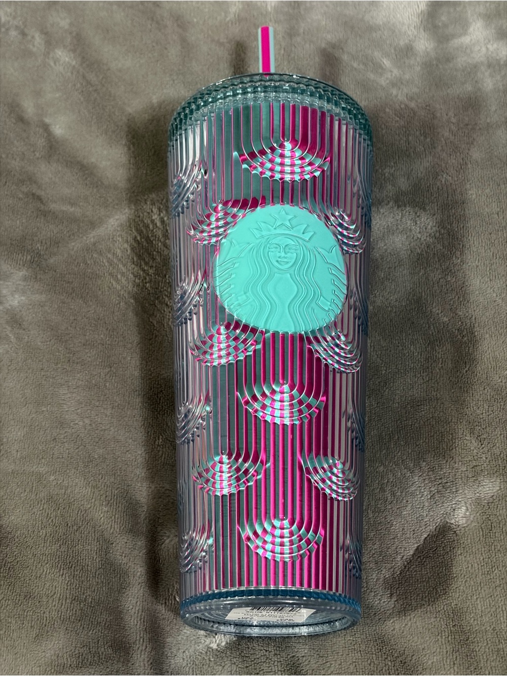 NWT Starbucks 24oz Pink & Teal Textured Tumbler